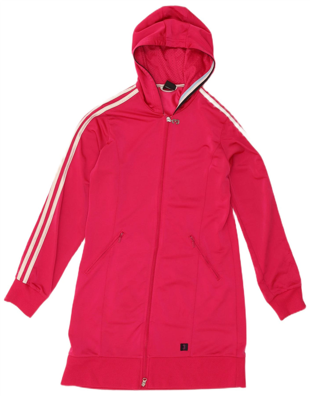 ADIDAS Womens Zip Hoodie Sweater UK 12 Medium Pink Polyester