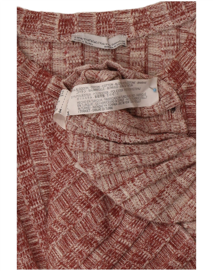 Женский укороченный джемпер с круглым вырезом ZARA UK 12, средний бордовый с крапинками