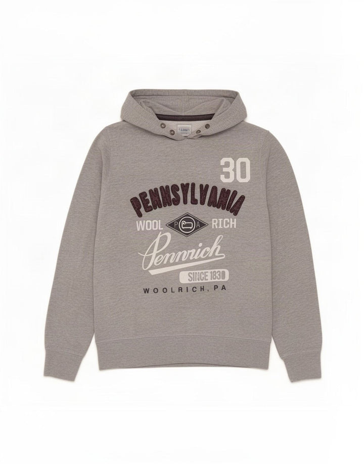 Мужской джемпер с капюшоном Woolrich с рисунком, средний серый, хлопковый