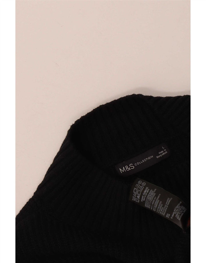 Женское платье-джемпер с длинными рукавами Marks & Spencer UK 16, большой черный полиэстер