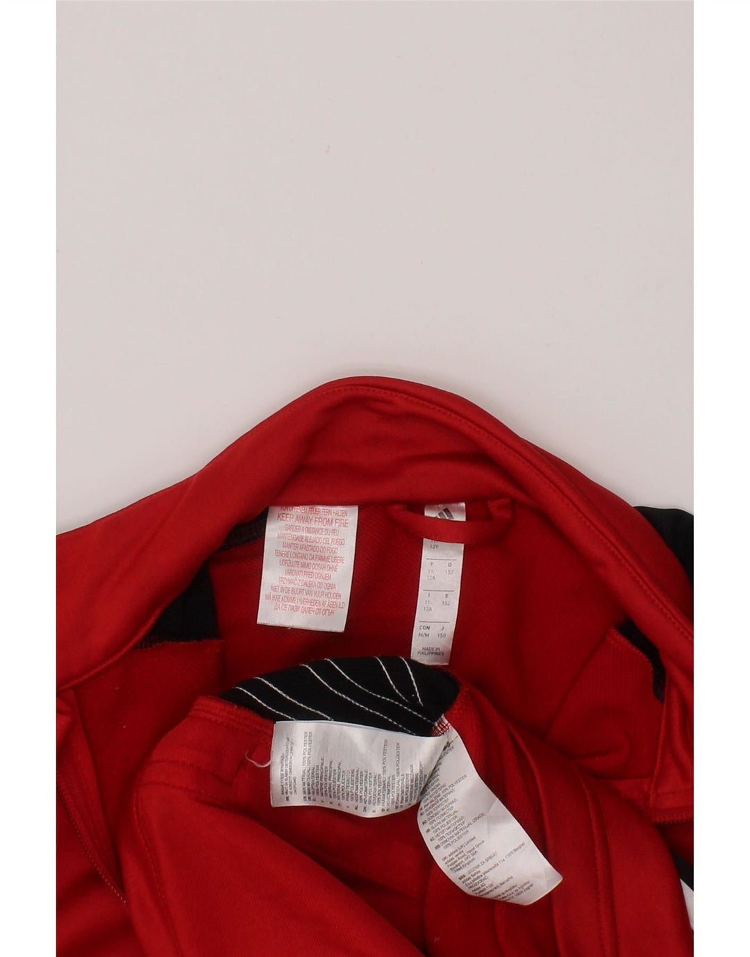 ADIDAS Boys Tracksuit Top Jacket 11-12 Years Red Colourblock Polyester Vintage Adidas and Second-Hand Adidas from Messina Hembry 
