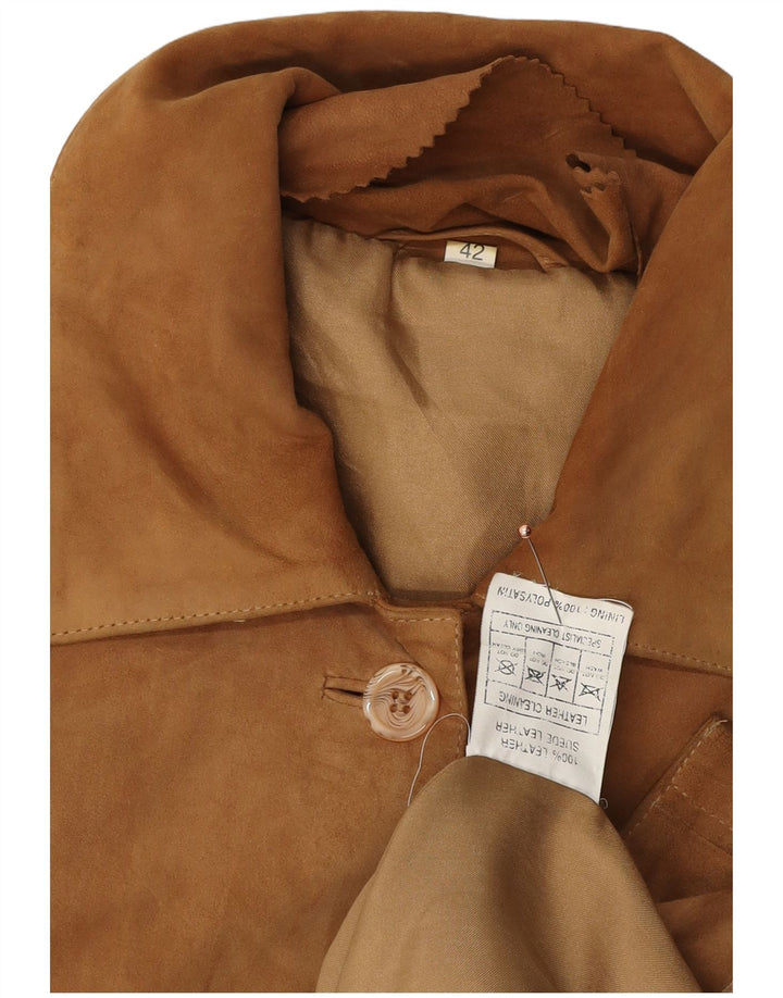 Женская замшевая куртка VINTAGE UK 16, большая коричневая кожаная