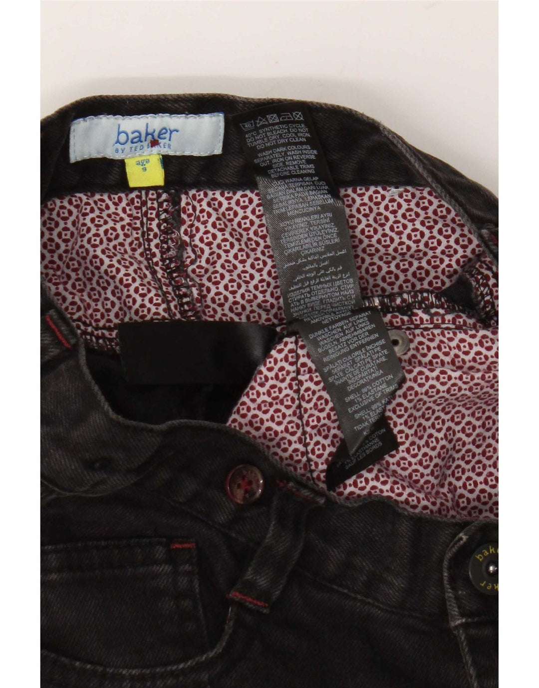 Джинсы узкого кроя для мальчиков 8-9 лет Ted Baker W24 L22, черный хлопок