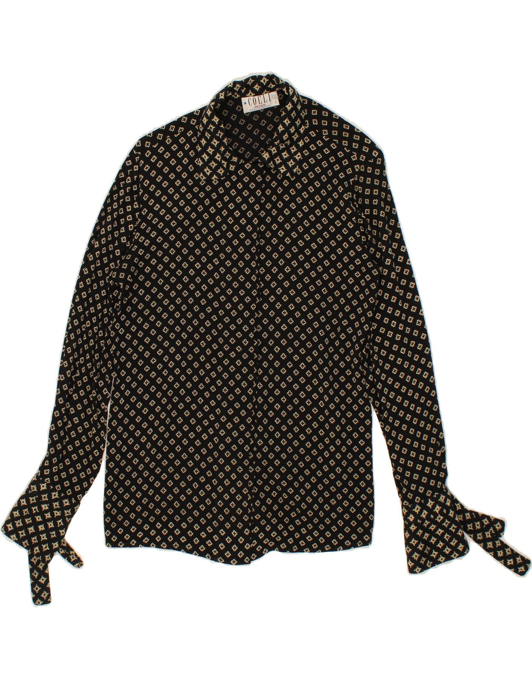 VINTAGE Womens Abstract Pattern Shirt Blouse IT 42 Medium Black Vintage Vintage and Second-Hand Vintage from Messina Hembry 