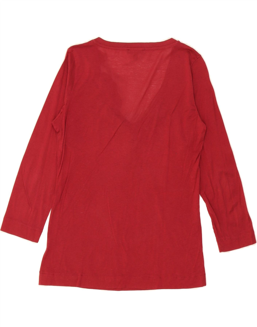 MASSIMO DUTTI Womens Ruffle Front Top 3/4 Sleeve UK 10 Small Red Vintage Massimo Dutti and Second-Hand Massimo Dutti from Messina Hembry 