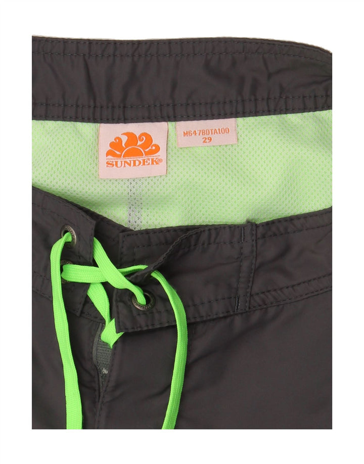 SUNDEK Mens Graphic Swimming Shorts Small  Grey Nylon Vintage Sundek and Second-Hand Sundek from Messina Hembry 