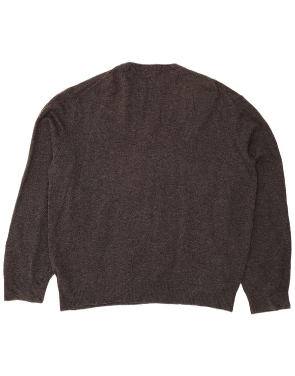 Lyle & Scott Mens V-Neck Jumper Sweater 2XL Grey New Wool