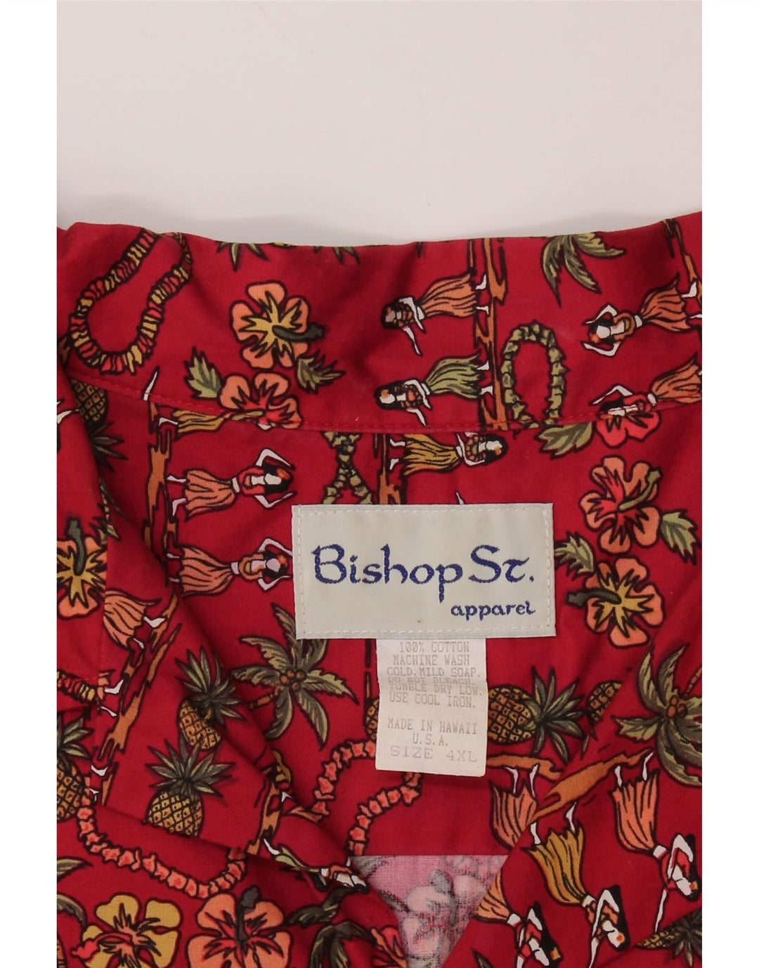 Bishop St. Apparel Мужская рубашка с коротким рукавом 4XL Красный цветочный хлопок