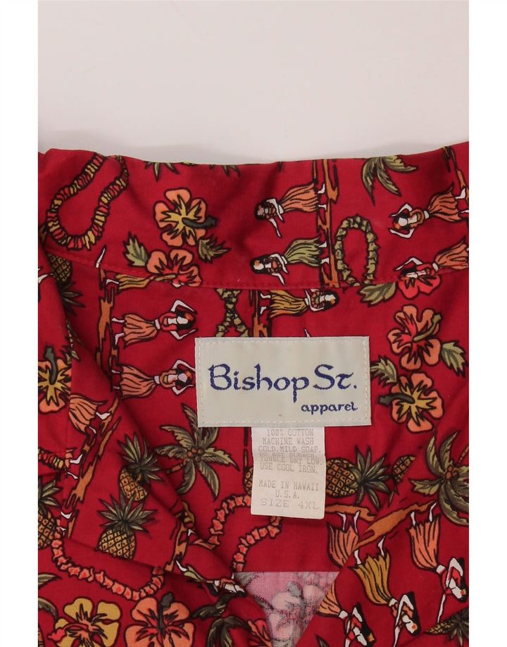 Bishop St. Apparel Мужская рубашка с коротким рукавом 4XL Красный цветочный хлопок