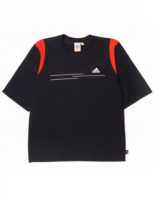 Мужская футболка Adidas Climalite Top XL Темно-синяя с цветными блоками из полиэстера