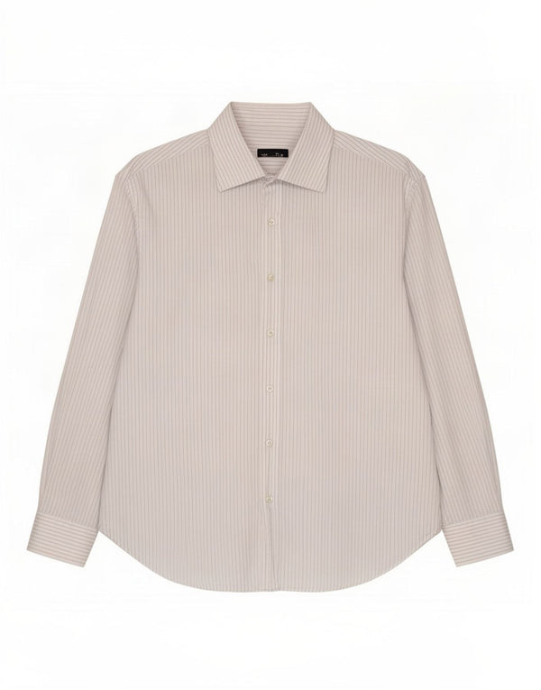 Мужская рубашка Massimo Dutti, размер 44, 17, 1/2 XL, белая в тонкую полоску