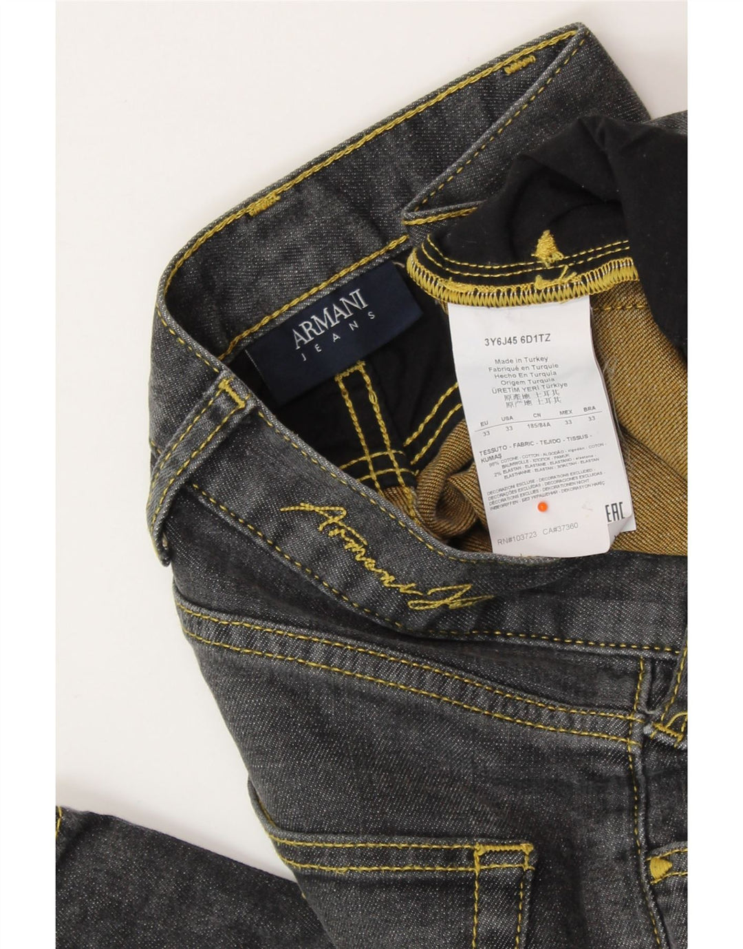 Мужские прямые джинсы ARMANI W33 L32 Серый хлопок