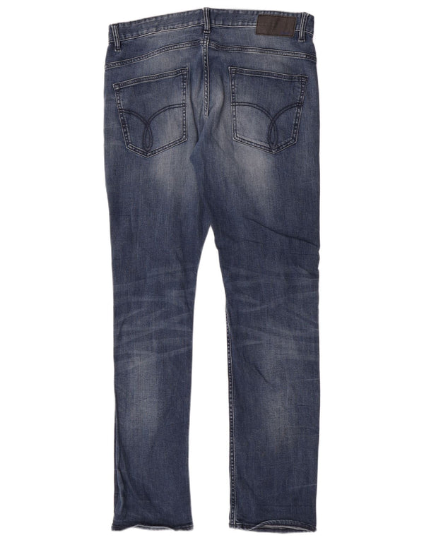 Мужские узкие джинсы Calvin Klein W34 L34 синие, хлопок