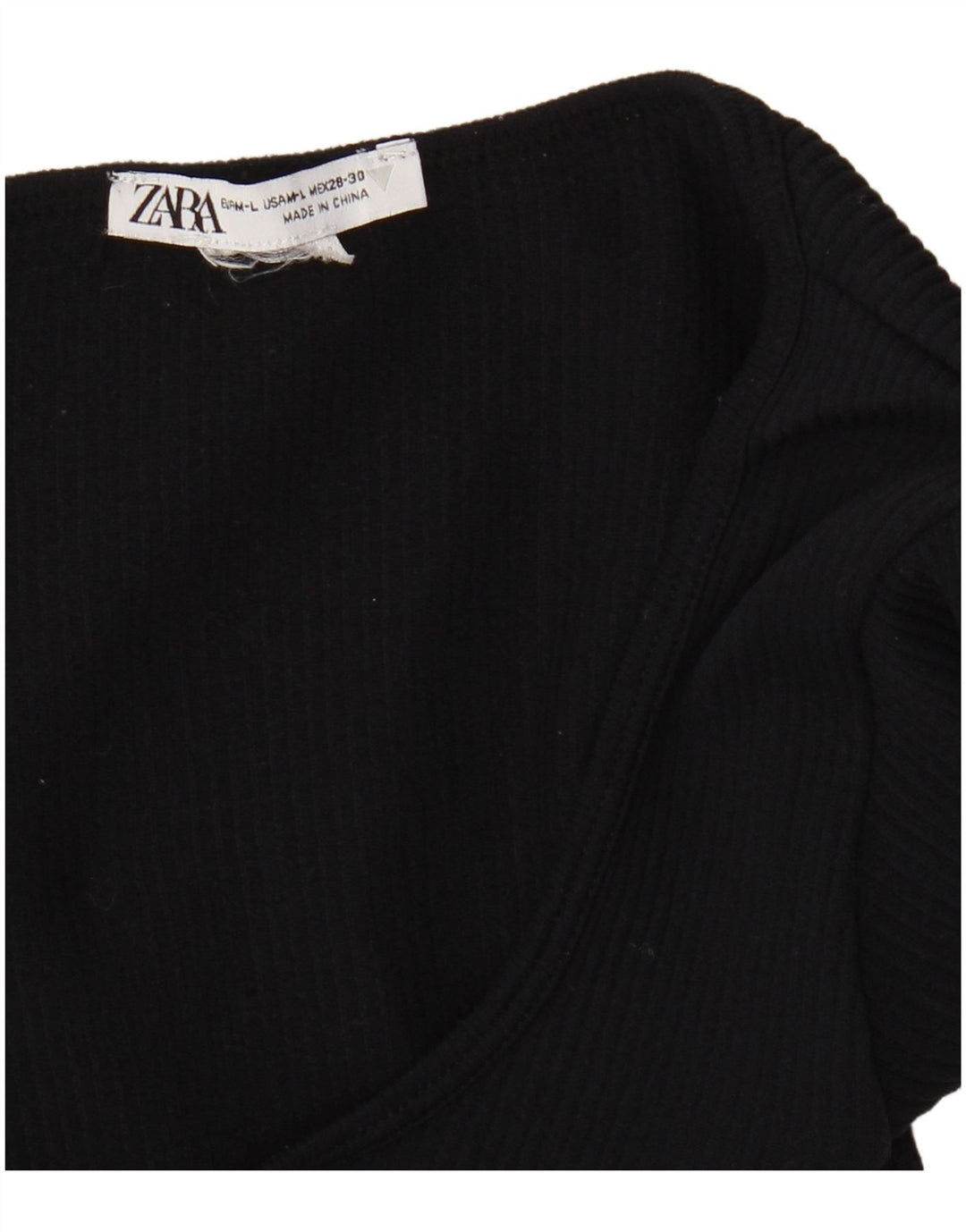 Женский укороченный топ с длинными рукавами Zara UK 16, темно-синий, большой размер