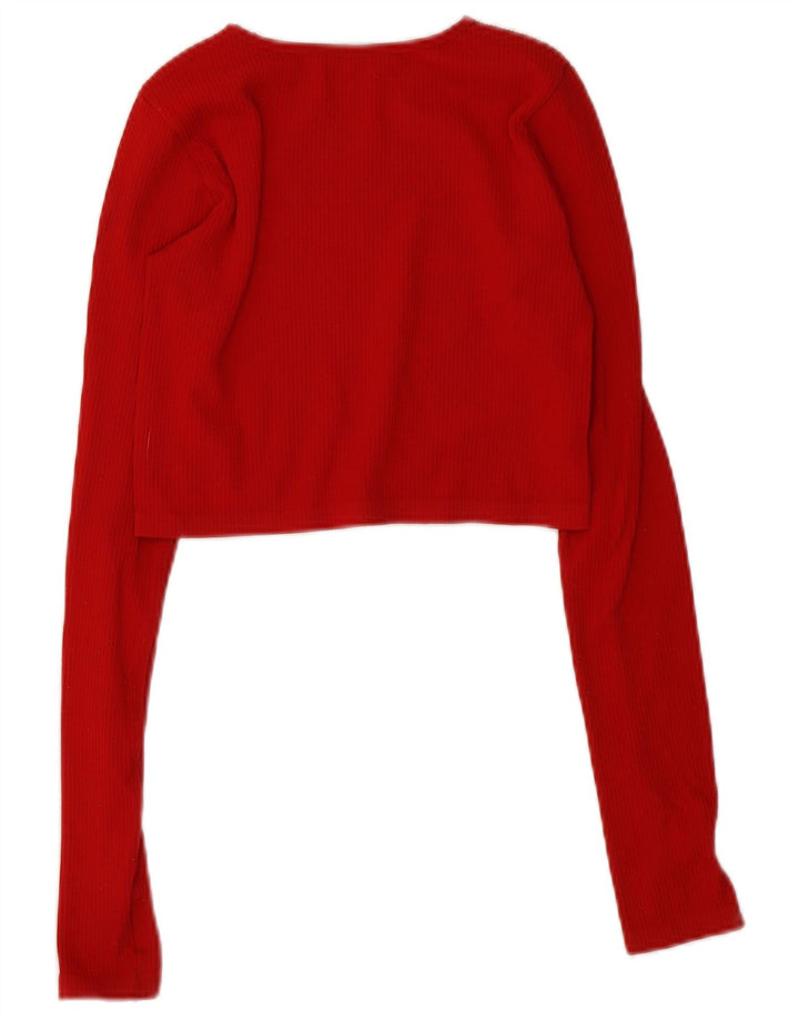 Женский укороченный топ с длинными рукавами Zara UK 12, средний красный