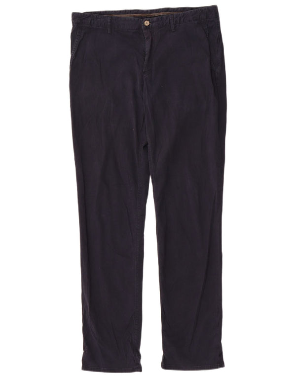 Massimo Dutti Mens Straight Chino Trousers EU 44 Large W34 L32 Navy Blue
