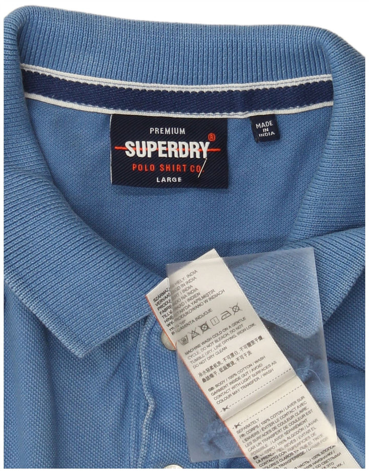 Мужская рубашка-поло Superdry, большая синяя хлопковая