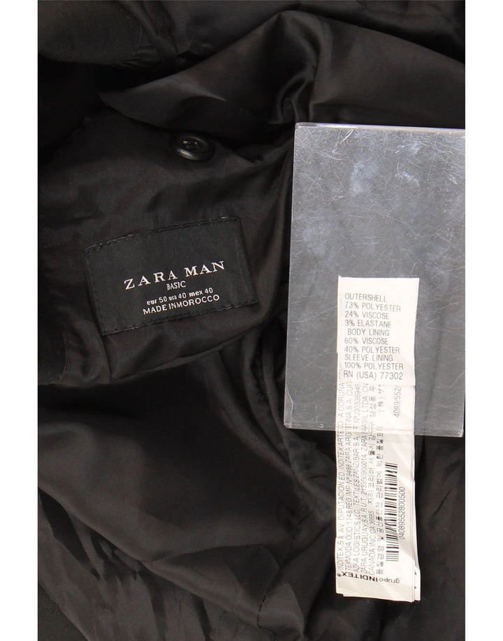 Мужской пиджак ZARA на 2 пуговицах EU 50, средний черный полиэстер