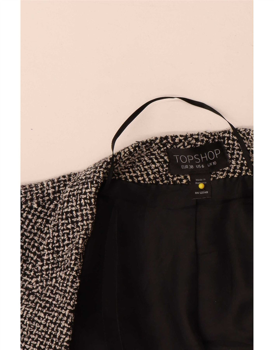 Женский открытый пиджак Topshop UK 10, маленький черный хлопковый клетчатый пиджак