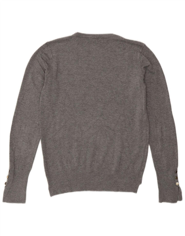 Женский джемпер с круглым вырезом Zara UK 12, средний серый цвет
