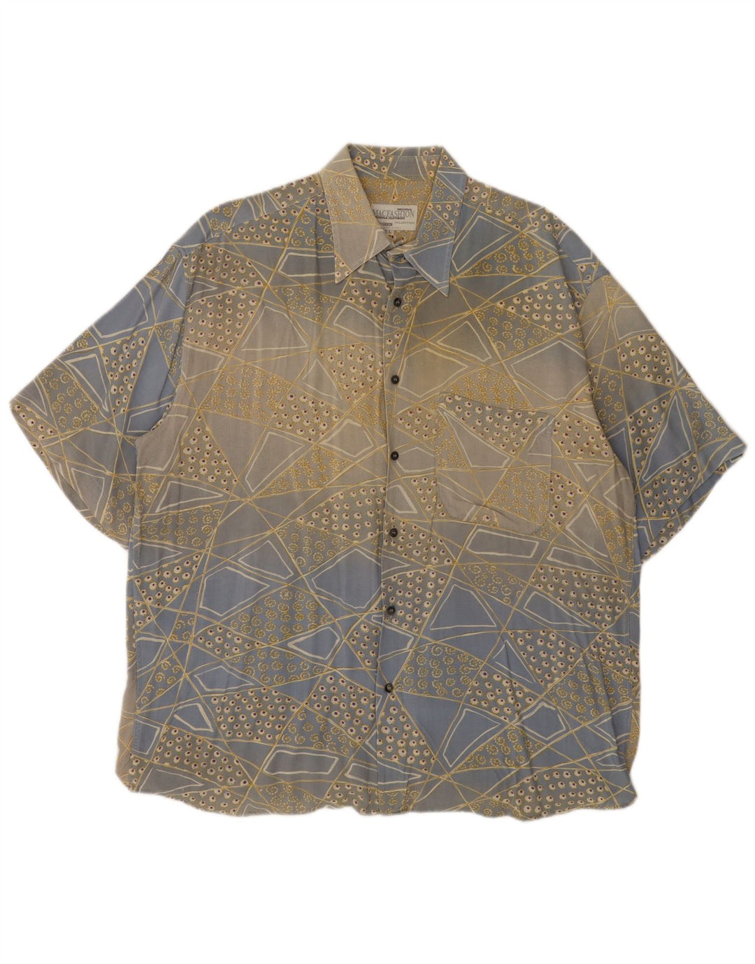 Мужская рубашка с коротким рукавом MAC FASHION, большая синяя с геометрическим рисунком