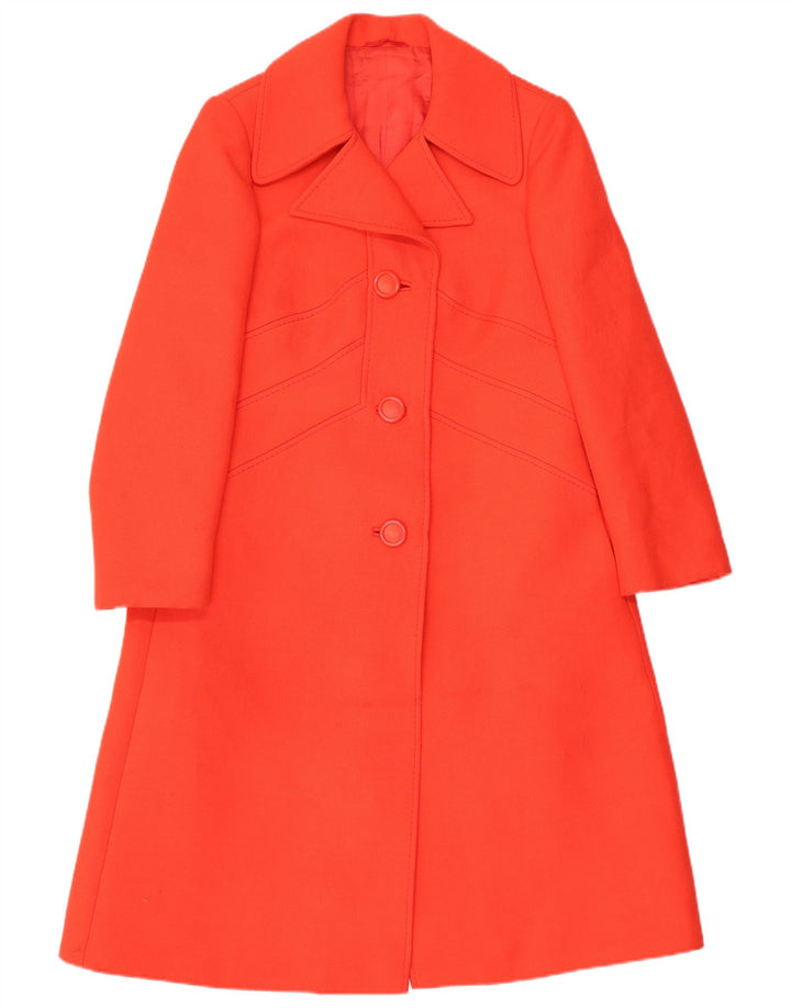 VINTAGE Womens Overcoat UK 10 Small Red