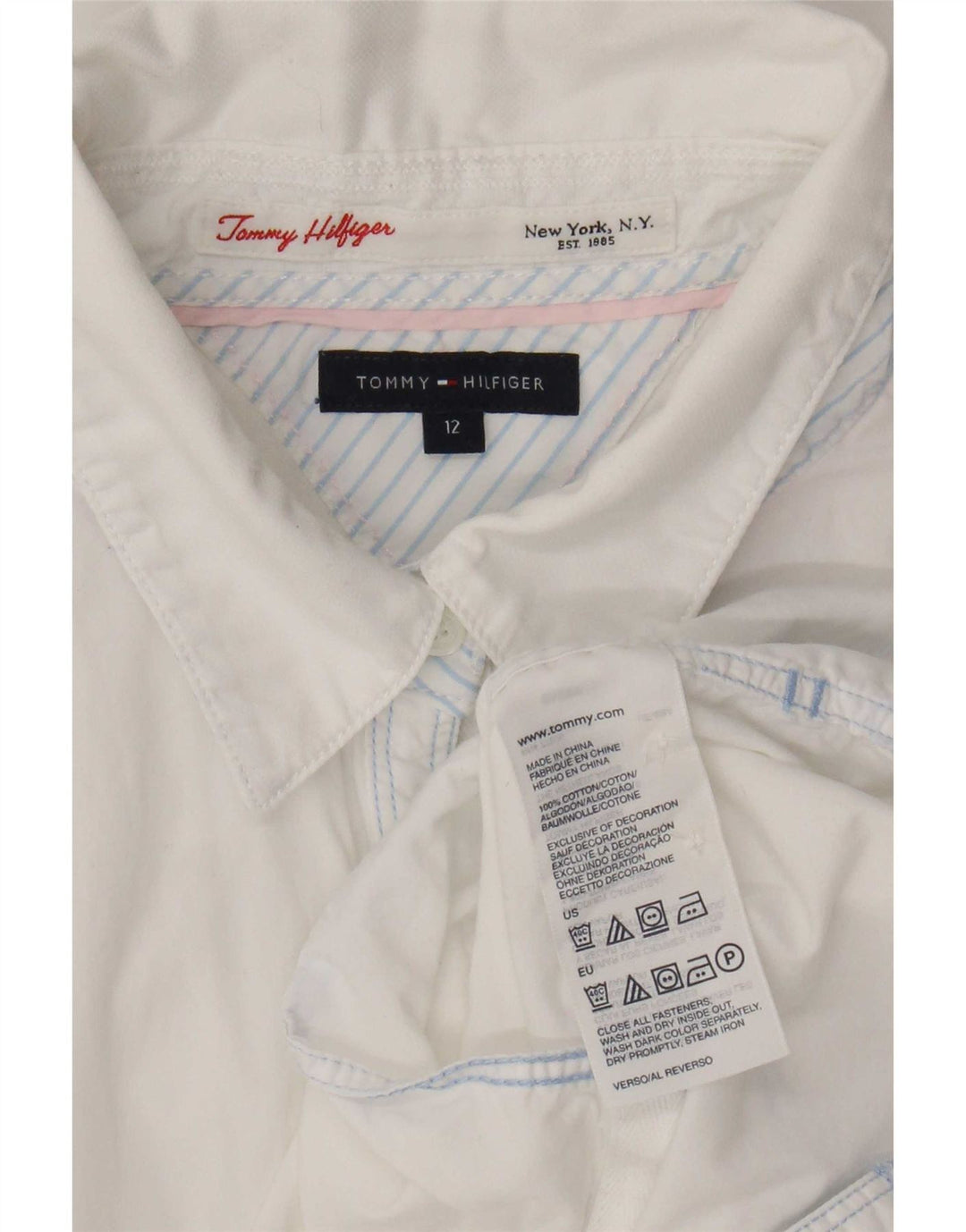 Женская рубашка Tommy Hilfiger, размер США 12, большой белый хлопок, хлопок