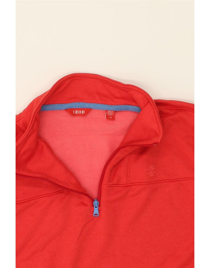 IZOD Mens Zip Neck Sweatshirt Jumper Large Orange Polyester Vintage Izod and Second-Hand Izod from Messina Hembry 