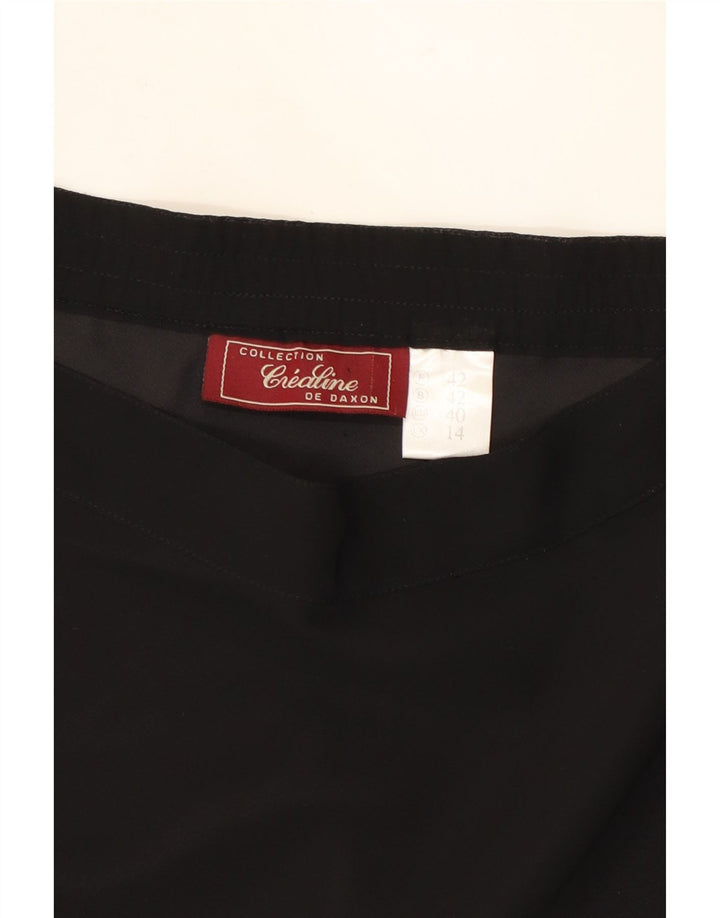 VINTAGE Womens A-Line Skirt UK 14 Large W32  Black Polyester Vintage Vintage and Second-Hand Vintage from Messina Hembry 
