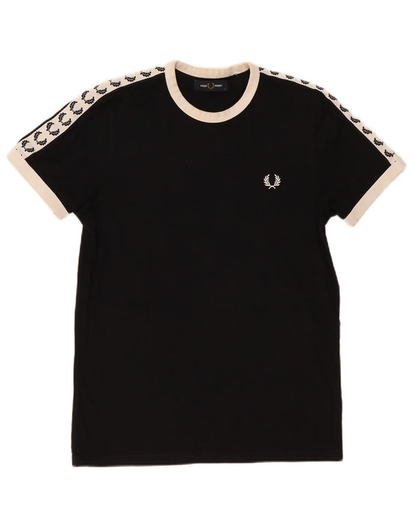 Мужская футболка с рисунком Fred Perry Top XS, черный хлопок с цветными блоками