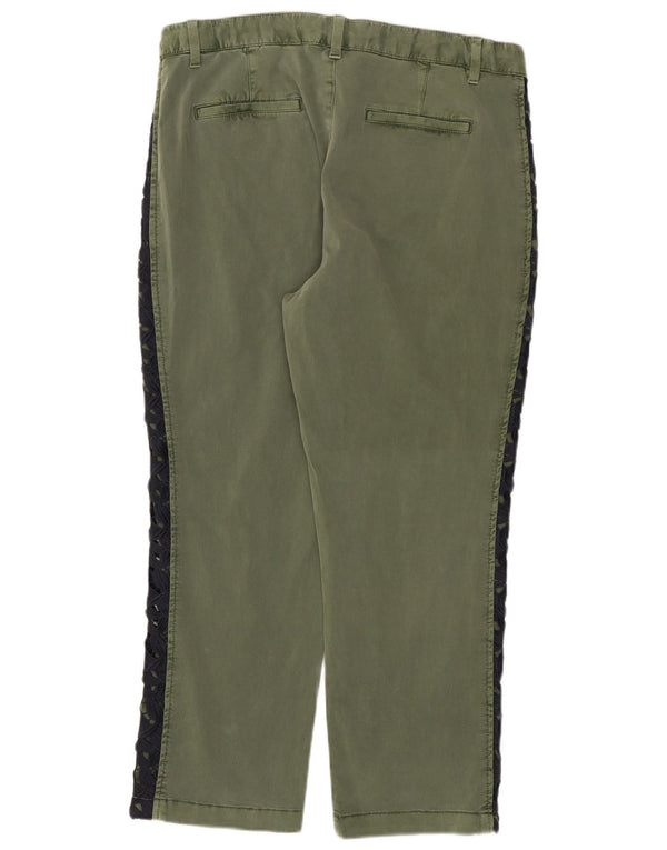 Gap Womens Tapered Cropped Trousers UK 12 Medium W32 L25 Green Colourblock