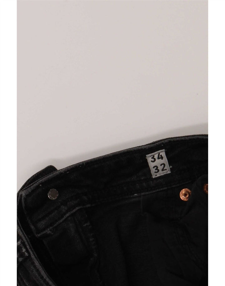 Мужские потертые узкие джинсы Jack & Jones W34 L32, черный хлопок