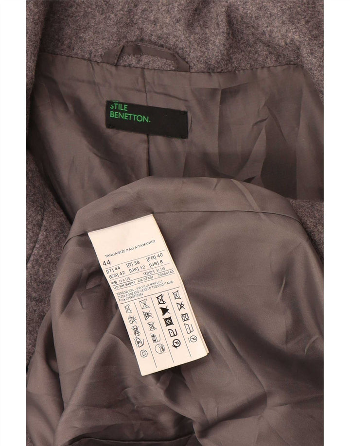 Женское пальто Benetton UK 12 средний серый шерстяной