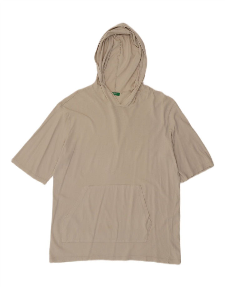 Мужская футболка Benetton с капюшоном, средний цвет, белый хлопок, хлопок