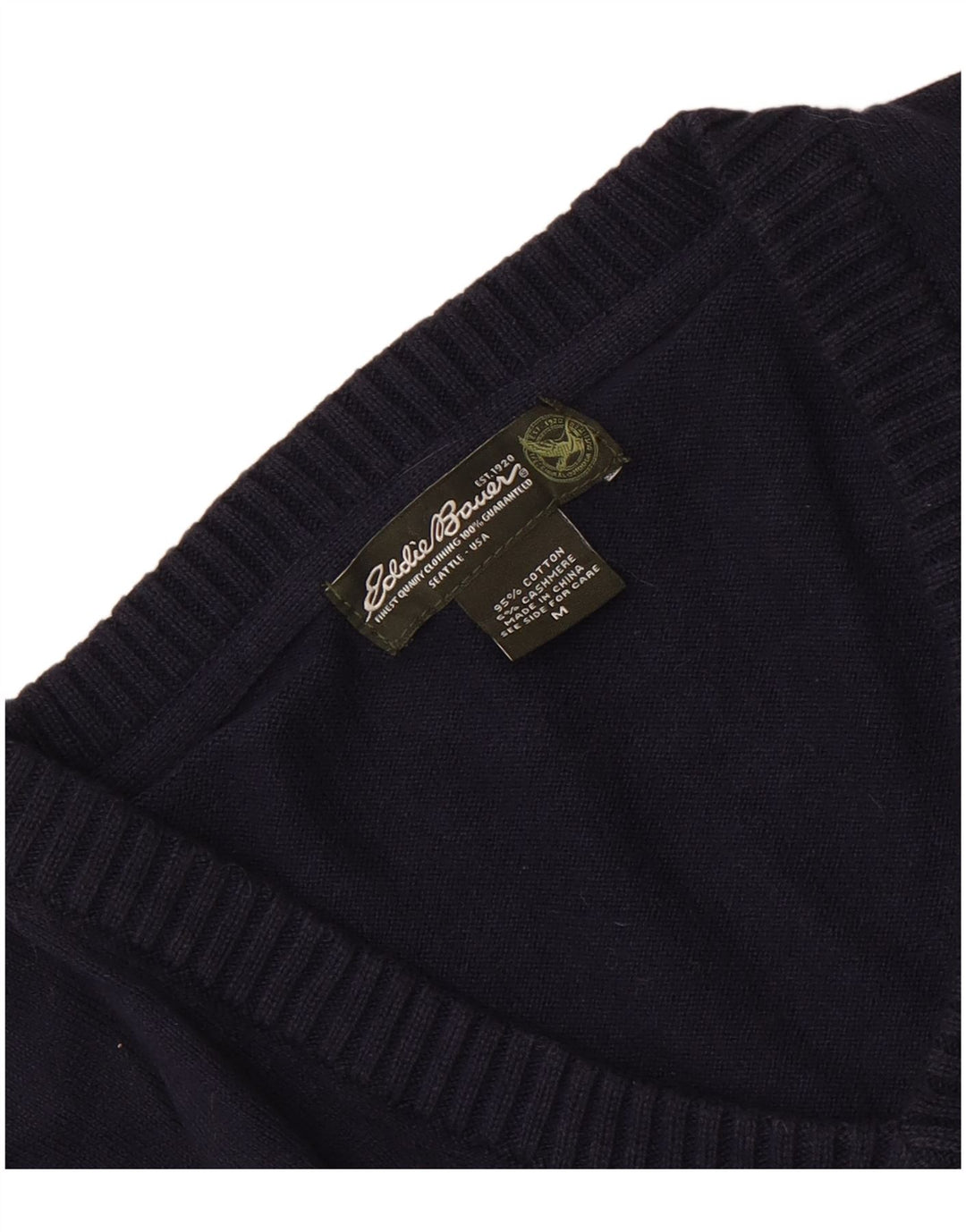 Мужской джемпер с v-образным вырезом Eddie Bauer, средний темно-синий хлопковый свитер