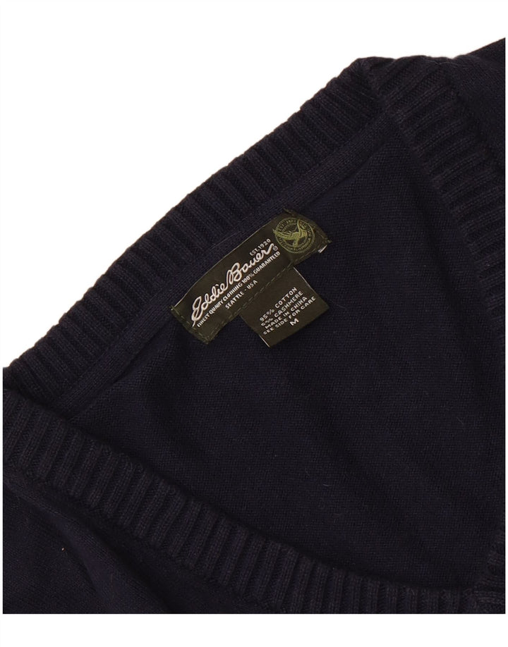 Мужской джемпер с v-образным вырезом Eddie Bauer, средний темно-синий хлопковый свитер