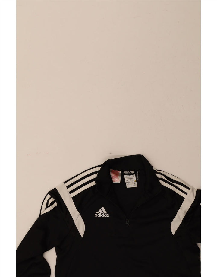 ADIDAS Boys Climacool Zip Neck Pullover Tracksuit Top 11-12 Years Black Vintage Adidas and Second-Hand Adidas from Messina Hembry 