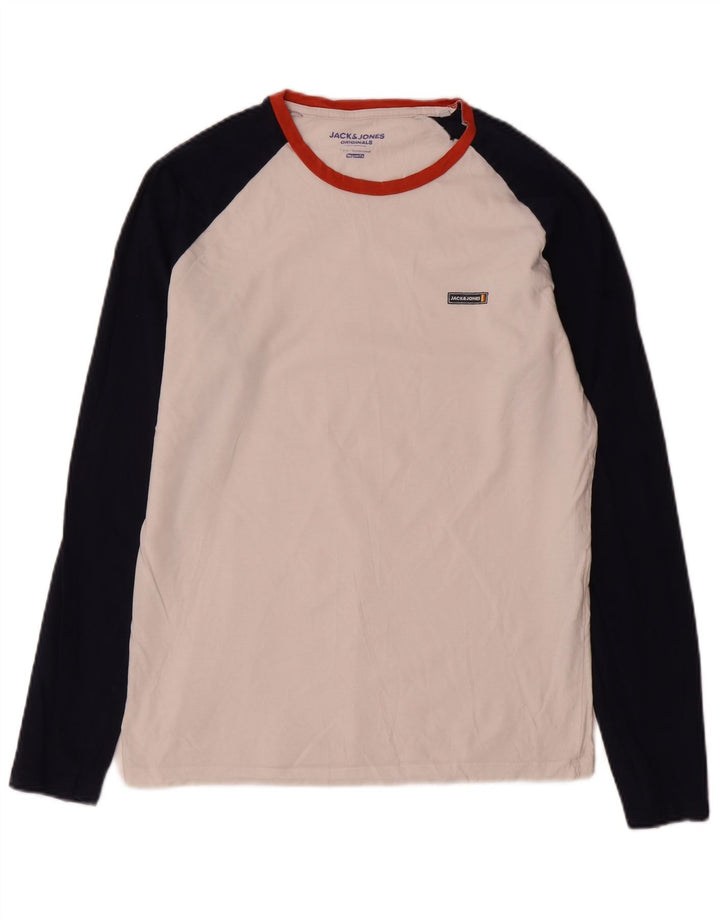 Jack & Jones Мужской топ стандартного кроя с длинными рукавами, средний белый с цветными блоками