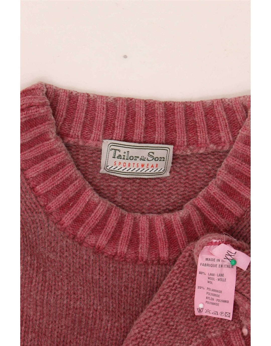 Мужской свитер Tailor & Son с круглым вырезом 2XL, красная шерсть