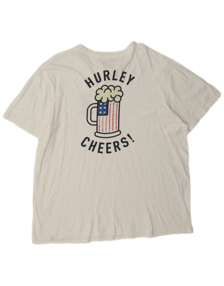 Мужская футболка с рисунком Hurley, топ 2XL, белый хлопок