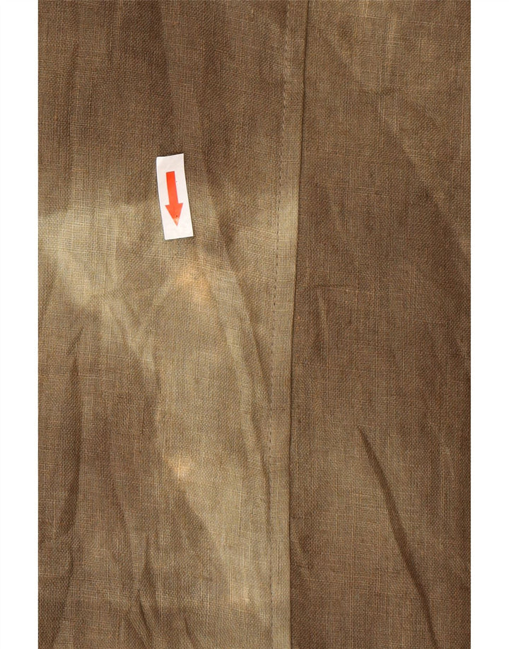 Винтажная женская блузка-рубашка с коротким рукавом UK 12, средний шелковый цвет хаки тай-дай