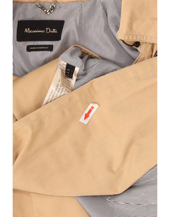 Женский тренч Massimo Dutti UK 14, большой размер, бежевый хлопок