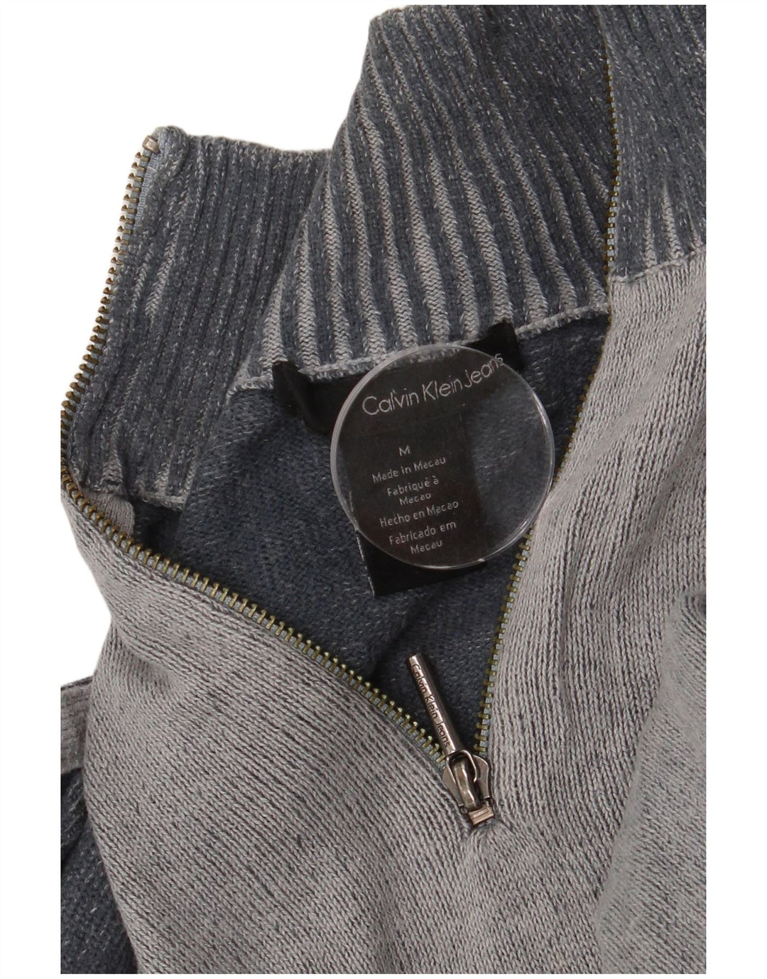 Мужской джемпер с воротником на молнии Calvin Klein Jeans, средний серый с цветными блоками