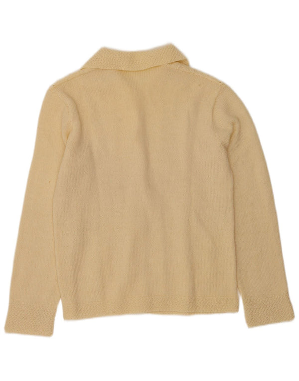 Винтажный женский кардиган-свитер UK 12, средний бежевый