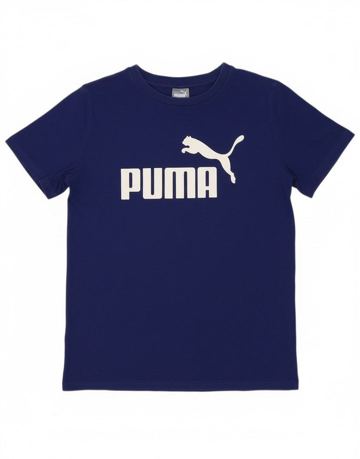 Футболка с рисунком Puma для мальчиков, топ 10–11 лет, средний синий хлопок, синий цвет