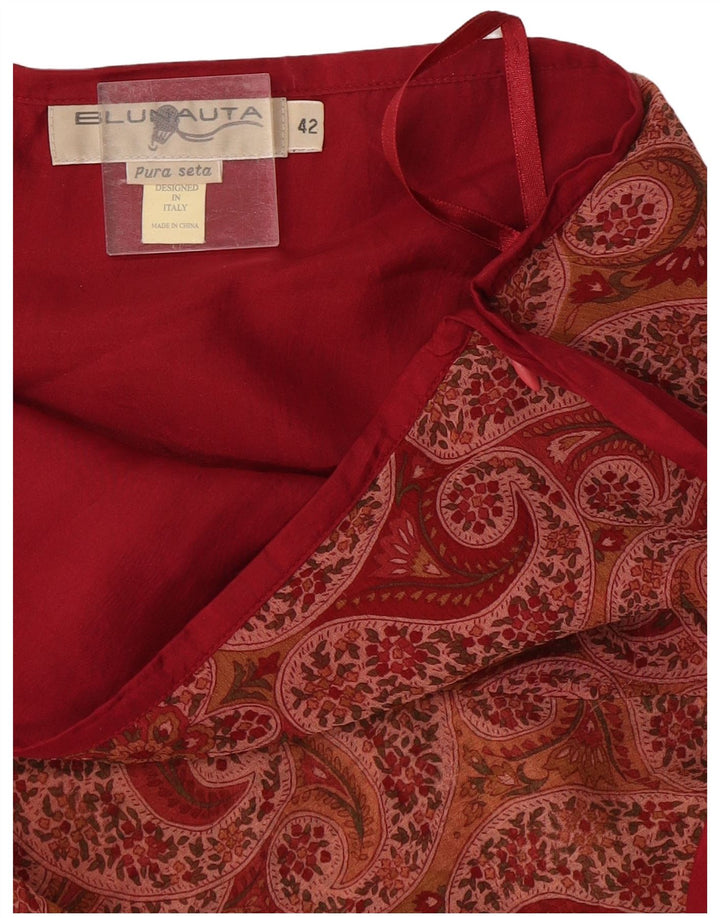 Женская мини-юбка Blunauta IT 42 Medium W30 Бордовый шелк с пейсли