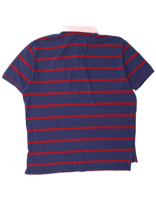 Мужская рубашка-поло для регби Polo Ralph Lauren 2XL, хлопковая темно-синяя полоска