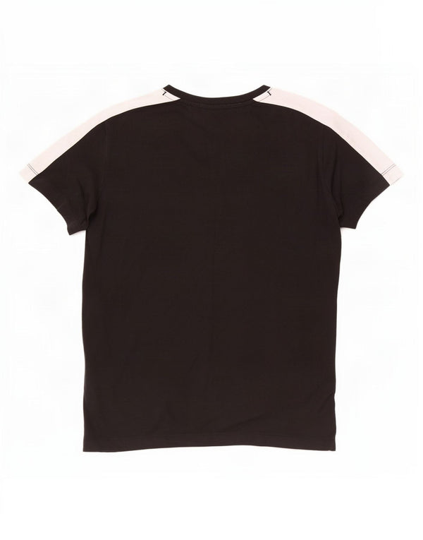 Champion Womens Graphic T-Shirt Top UK 12 Medium Black Colourblock