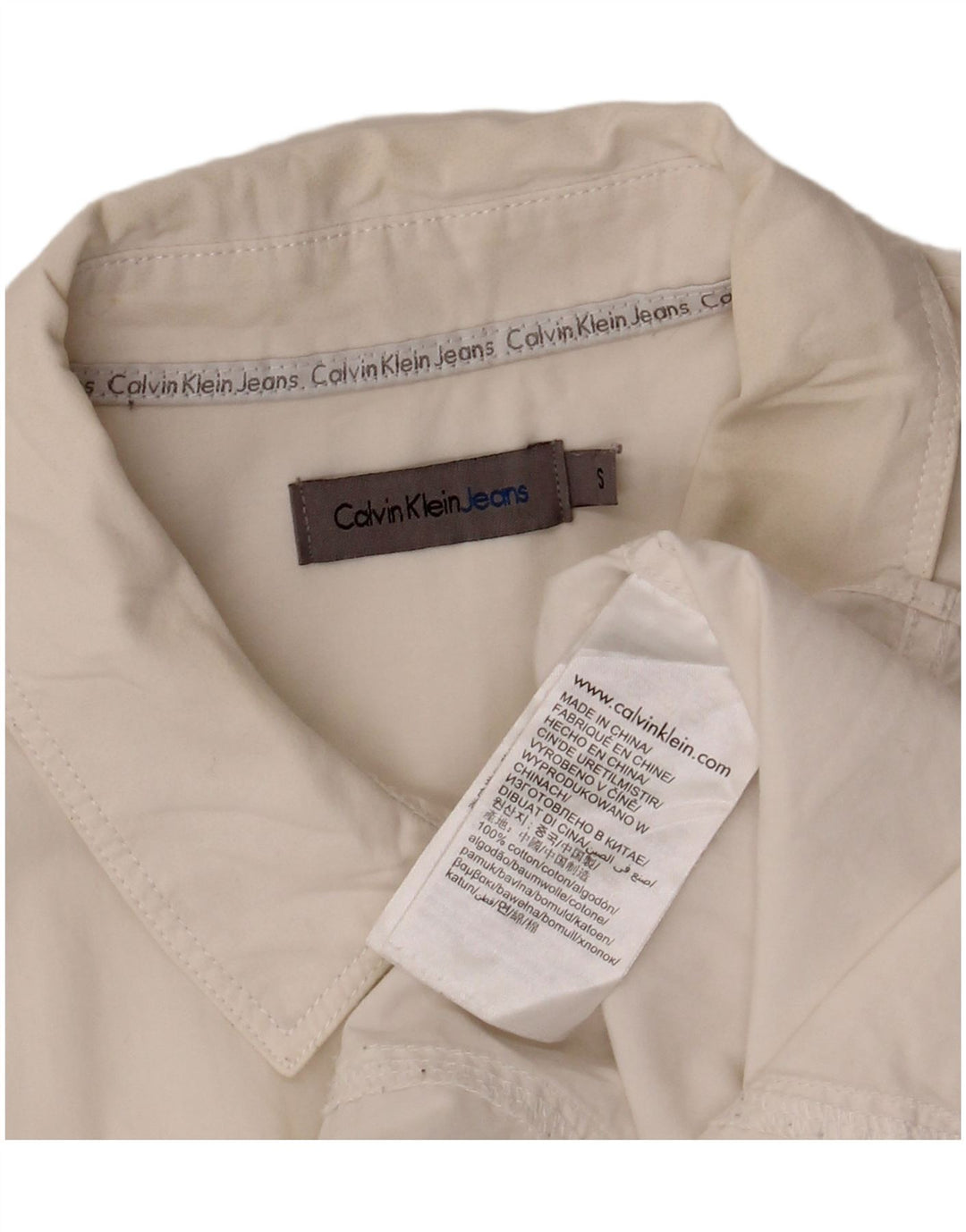 CALVIN KLEIN JEANS Женская рубашка оверсайз UK 10, маленький размер, белый хлопок