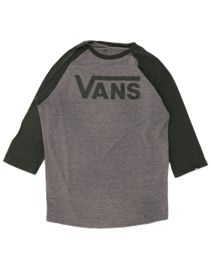 Мужской топ Vans Custom Fit с графическим рисунком, рукав 3/4, маленький серый, хлопок с цветными блоками